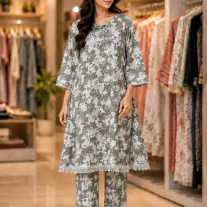 জাফলং প্রিন্ট সিম্পল অলিভ কালার - 40