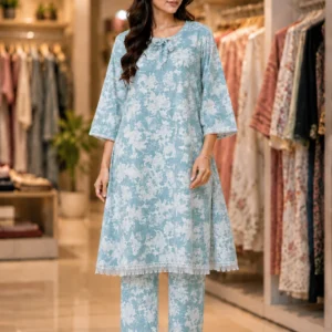 জাফলং প্রিন্ট সিম্পল হালকা নীলচে কালার - 40